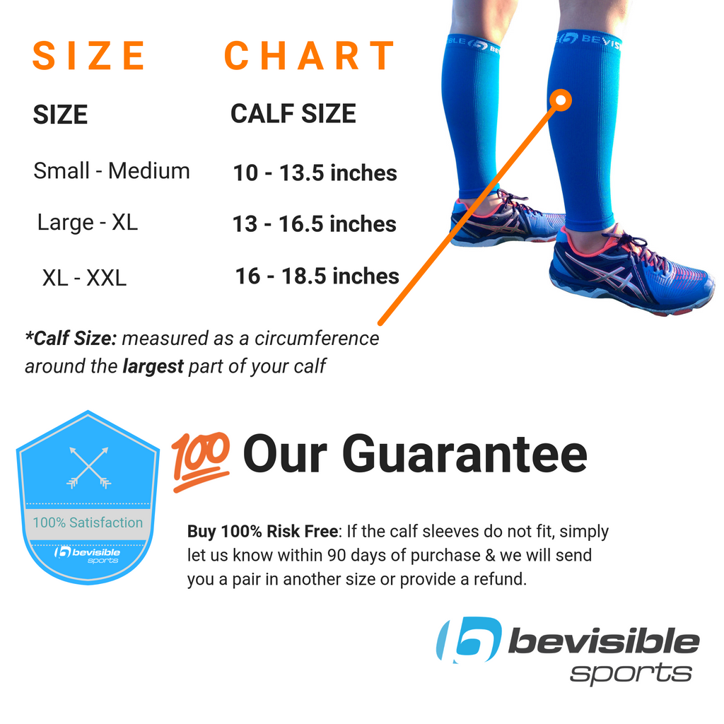Calf Compression Sleeves Orange by BeVisible Sports for Men & Women